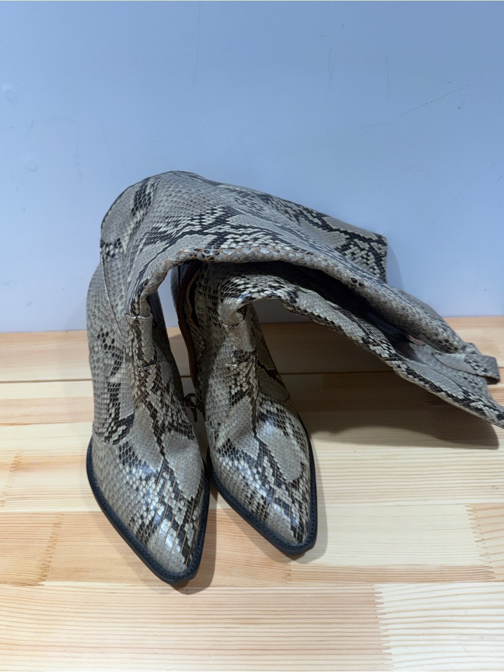 Alias Mae Westerly Knee High Boots Python Snake Leather Size EU 38 US 7.5-8 NWOB - Picture 8 of 15